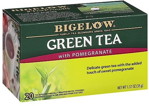 Bigelow Tea Green Tea with Pomegranate, Caffeinated Tea with Pomegranate, 20 Count Box (Pack of 6), 120 Total Tea Bags