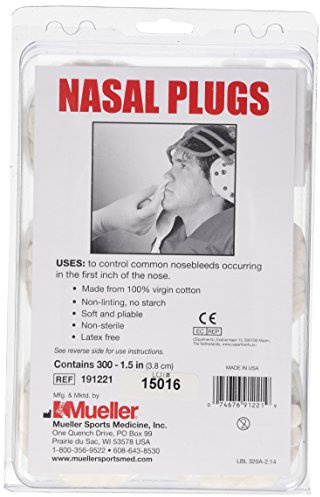 MUELLER Nasal Plugs, bouchons de nez, 300 pièces (1 paquet)