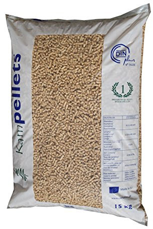 2 pellet di legno da 15 kg, certificato DINplus (30 kg), adatto anche come lettiera per piccoli animali