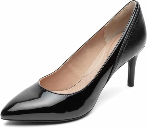 Rockport Escarpins Total Motion 75 mm à Bout Plat pour Femme, Vernis Noir, 42 EU