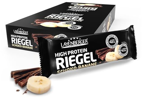Layenberger High Protein Riegel - Fitness Power Bar, viel Eiweiß, wenig Zucker - 18er Pack (18 x 35 g) - Schoko-Banane