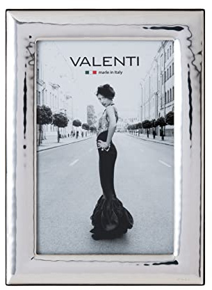 Valenti&Co - Cornice Portafoto in Argento Lucida Martellata cm 10x15. Ideale Come Regalo per Matrimonio, Compleanno di Amici, o per la Mamma e papà.