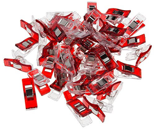 Faden & Nadel Premium Stoffklammern - 50 Wonder Clips - 27 mm x 10 mm - Rot - Langlebiger Kunststoff