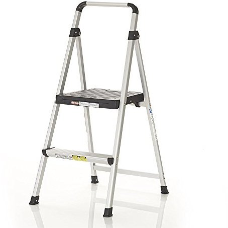COSCO 2 Step Lite Solutions Folding Step Stool, Aluminum/Black