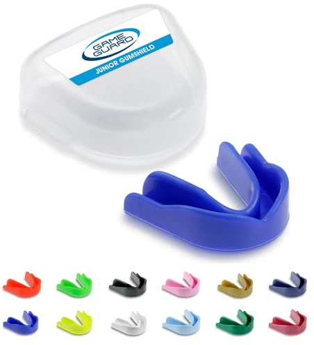 GAME GUARD 10-Pack Sports Mouthguards – Easy Fit Boil & Bite Gum Shields for Kids/Junior (Age 8+) – Mouth Guards for Rugby, Hockey, GAA – Ideal for Schools and Clubs (Blue)