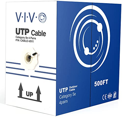 VIVO Waterproof 500ft Bulk Cat5e Wire, CCA Ethernet Cable, UTP Pull Box, Outdoor Direct Burial, Black, CABLE-V011