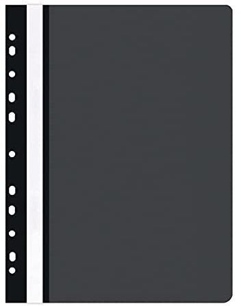 OFFICE PRODUCTS 21104121-05 Plastik Schnellhefter Gelocht, A4 Schwarz, Sichthefter Kunststoff aus PP-Folie 100/170 μm, mit transparentem Deckel, für Büro und Schule, Fassungsvermögen 250 Blatt