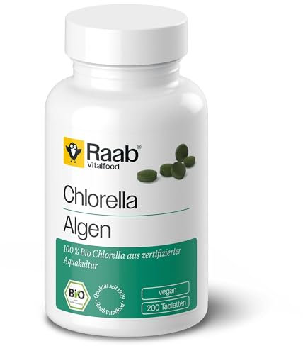 Raab Vitalfood Bio Chlorella-Tabletten aus reinen Micro-Algen, 200 Stück, vegan, 80 g