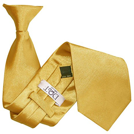 DQT Mens Plain Satin Clip-On Tie - Pre-Tied Necktie for Wedding, Business, Uniform, Security & Formal