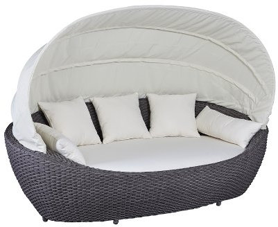 Strandkorbwerk Liegeinsel Paradiso Chai Duo/dunkel grau-braun Sonneninsel Garten Terrasse