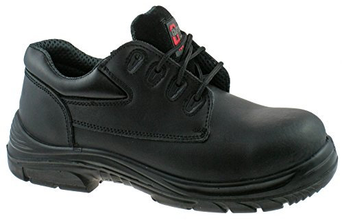 MENS GRAFTERS BLACK LEATHER WIDE FITTING SAFETY WORK SHOES SIZE 6–13 M9504A (UK11/EU46)