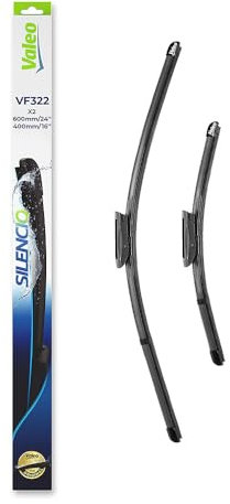VALEO Silencio Tergicristalli VF322 Kit di Spazzole tergicristallo originali Flat Blade ad Alte Prestazioni, Maggior Visibilità su Strada 600mm/400mm Anteriore Confezione da 2 574363