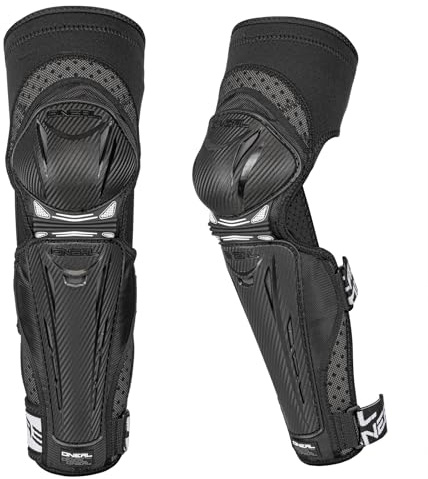 O'NEAL Knieprotektor | Park FR Carbon Knee Guard Knieschoner MTB & MX I BMX MTB Downhill I Leichtgewichtiger Knieschützer für Knie & Schienbein | Schwarz Weiß | Größe M