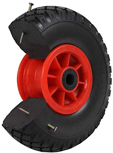 TRUTZHOLM Sackkarrenrad 260x85mm Vollgummi 3.00-4 PU Ersatzrad für Sackkarre 75mm Nabenlänge mit grüner Kunststofffelge (Grün, zentrierte 75 mm Nabe) (Rot, zentrierte 75 mm Nabe)