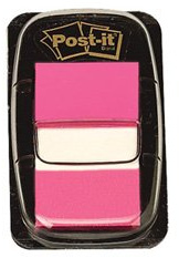3M Post-it Index Flags, repositional 25mm index tab tape dispenser, bright pink, EACH