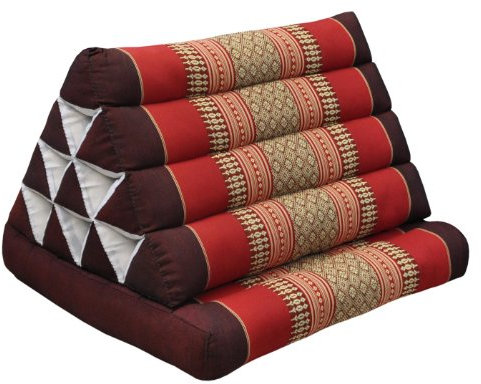 Wilai Kapok Thaikissen, Dreieck mit Einer Auflage (82301 - weinrot/rot)