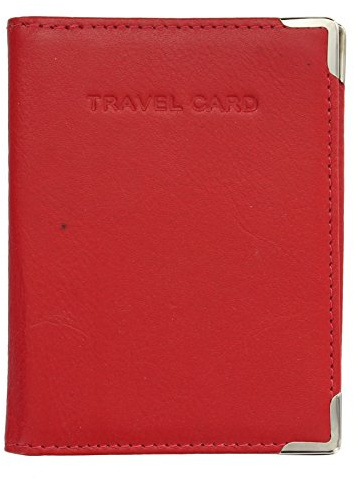 VISCONTI Leather Oyster Card/Travel Pass Holder with Metal Corner Protectors TC5 Red