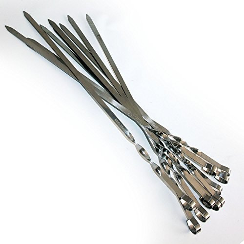 Schaschlikspieße 40cm, Grillspieße Edelstahl 10 Spieße