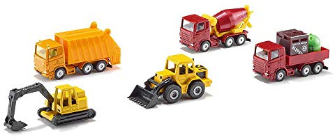 siku 6283, Geschenkset 4 - Baustellenfahrzeuge, 5-teilig, Metall/Kunststoff, Multicolor, Bewegliche Teile