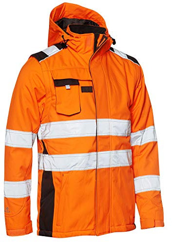 Elka Softshell-Winterjacke abzippbare Ärmel, Warnschutzjacke Orange/Grau, Größe 2XL