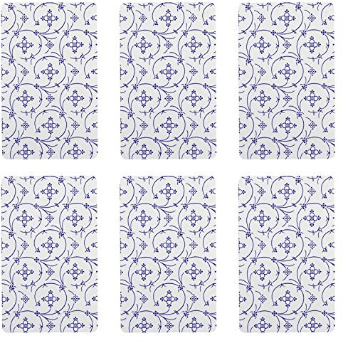 RICOLOR 12076 Frühstücksbrettchen 'Indisch Blau', HPL, 23,5x14,5cm, blau/weiß (6er Pack)