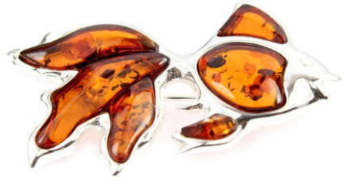 SilverAmber Damen-Brosche 925 Silber mit Bernstein - AD803C