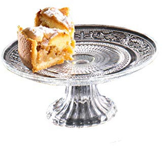 Boltze Tortenplatte Relief (ø 18 cm, für kleine Torten / Gebäck geeignet, Glas mit Muster, Klarglas) 5381600