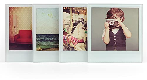 MUSTARD M15014 Mustard Instant Photo Coasters - Glass Coasters for Pictures, Non Slip Personalised Coasters Set of 4,11 x 9.4 x 0.5 cm