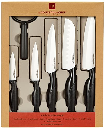 Le Couteau du Chef 447980 Coffret de 6 Couteaux Lame Céramique 30 x 37 x 3, 4 cm, Blanc