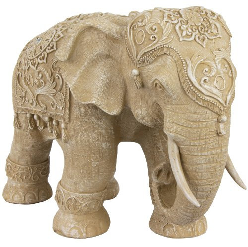 Oriental Furniture Red Lantern - Estatua rústica de Elefante con Joyas de 20 Pulgadas