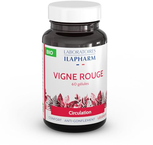 Laboratoires Ilapharm Vigne Rouge Bio – Circulation Sanguine & Jambes Lourdes Soulagées Naturellement – 60 Gélules Végétales