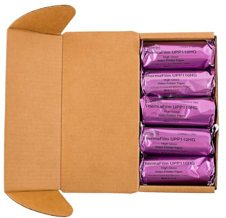 Sony and Mitsubishi Compatible UPP-110HG High Gloss Ultrasound Video Recording Therma Film Paper 10 Rolls, 110mm x 18mm