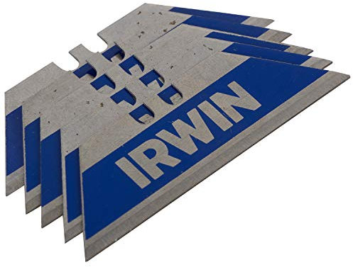 IRWIN IW10504240 Jeu de 5 Lames de Couteau bi-métal, Argent/Bleu