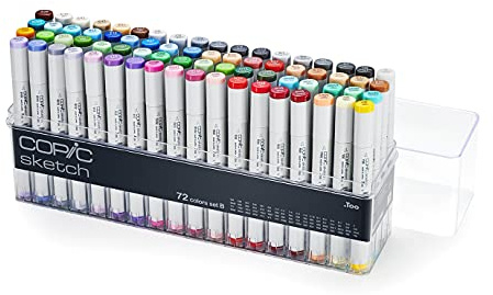 COPIC Sketch Coloured Marker Pen - Set Of 72 B, For Art & Crafts, Colouring, Graphics, Highlighter, Design, Anime, Professional & Beginners, Art Supplies & Colouring Books