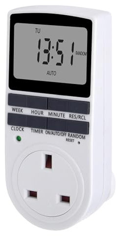 Netagon Home Electric Digital Security Timer Plug in Socket Programmable Switch Timer with with 10 ON-OFF Programs, 12/24 Hour Setting & Auto Recharge (Pack of 1)