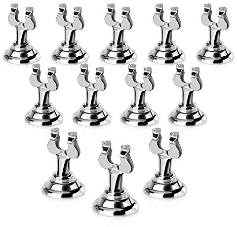 New Star Foodservice Triton Harp Clip Style Place Card / Table Number Holder, 1.5 Inch, Silver, Set of 12