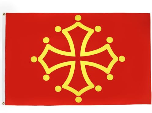 AZ FLAG - Drapeau Midi-Pyrénées - Occitanie - 150x90 cm - Drapeau Occitan 100% Polyester Avec Oeillets Métalliques Intégrés - Pavillon 110 g
