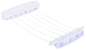 MSV 130126 Tendedero de Pared 6 Hilos 21m PP/PS en Blanco, Polipropileno/Poliestireno, 43,2x11x10 cm