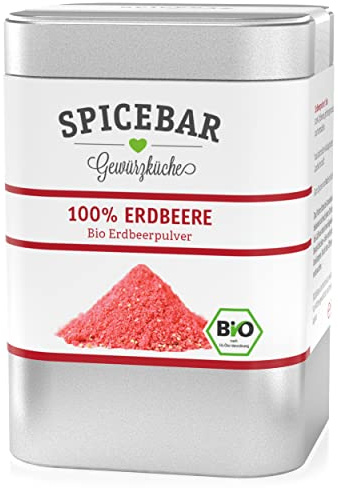 Spicebar Ekologiskt jordgubbspulver – 50 gram – fruktpulver som frystorkats från 100 % jordgubbar – perfekt för gröt, smoothies, för bakning eller som dekoration till kvargrätter