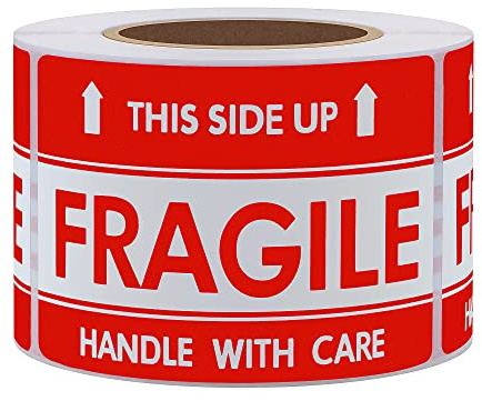 Hylabelest Handle with Care This Side Up - Pegatinas frágiles de 2 x 3 pulgadas, etiquetas de advertencia de dirección de envío (2 x 3 pulgadas)