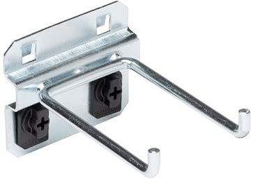 LocHook Gancio per Pannello Forato a Doppia Asta per Foro Quadrato, Acciaio Legato di Zinco, Argento, 7,5 cm