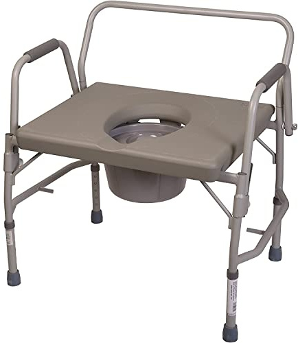 DMI Bedside Commode, Portable Toilet, Commode Chair, Raised Toilet Seat with Handles, Holds up to 500 Pounds with Included 7 qt Commode Bucket, Adjustable from 19-23 Inches, Extra Wide Commode