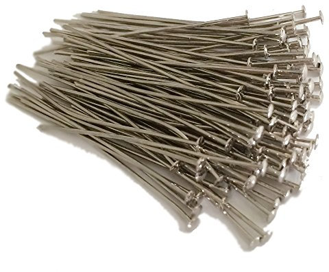 100x Prismenstifte 0,8 x 32mm Chrom Großkopf 2,8mm - Kettelstifte - Nietstifte - Schmuckstifte - Bastelbedarf - Haken für Kristalle