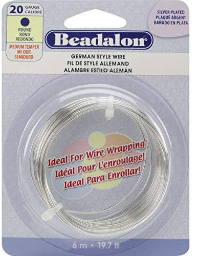 Beadalon German Style Wire-Silver Round - 20 Gauge, 19.7'