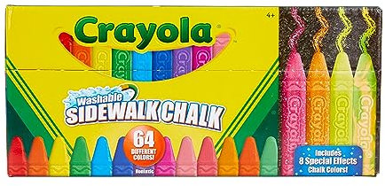 CRAYOLA Kreide Kinder, Farbenfrohe Straßenkreide Box mit 64 Stück Kreide für Strassen und Pflastersteine, Waschbare Malkreide Straße Kinder, für Kinder ab 4 Jahren