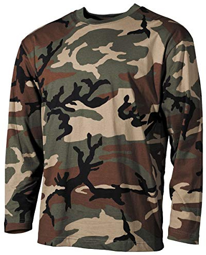 MFH US kamouflageskjorta, långärmad, Woodland, 160 g/m²