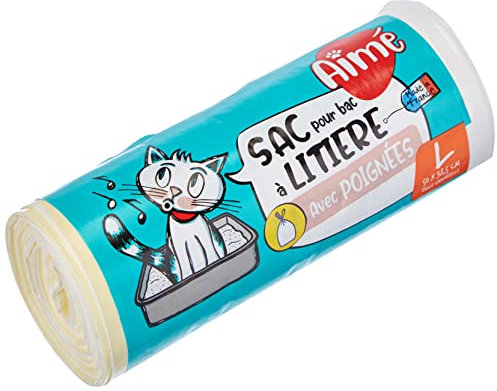 Aimé|Beutel für Katzentoiletten & Zubehör x8 Universalformat 50x38,5cm| Katzenklo Beutel mit Griffen und Verschluss|Für das Wohlbefinden Ihrer Katze|Für alle Arten von Katzentoilette & Katzen Zubehör