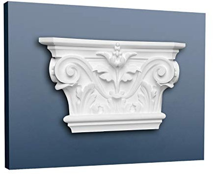 Pilaster Capital Decoration Element Stucco Orac Decor K201 LUXXUS Made of Light Rigid Foam White