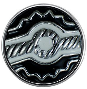 Quiges Damen Click Button 18mm Chunk Versilbert Ornament Schwarz für Druckknopf Zubehör