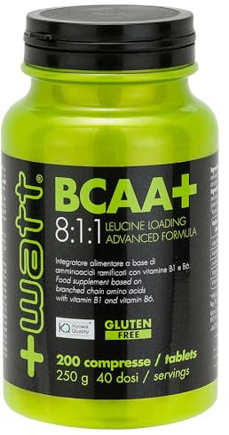 BCAA+ 8:1:1 - Integratore di Amminoacidi Ramificati a Sostegno del Recupero Muscolare - Formato: 200 compresse